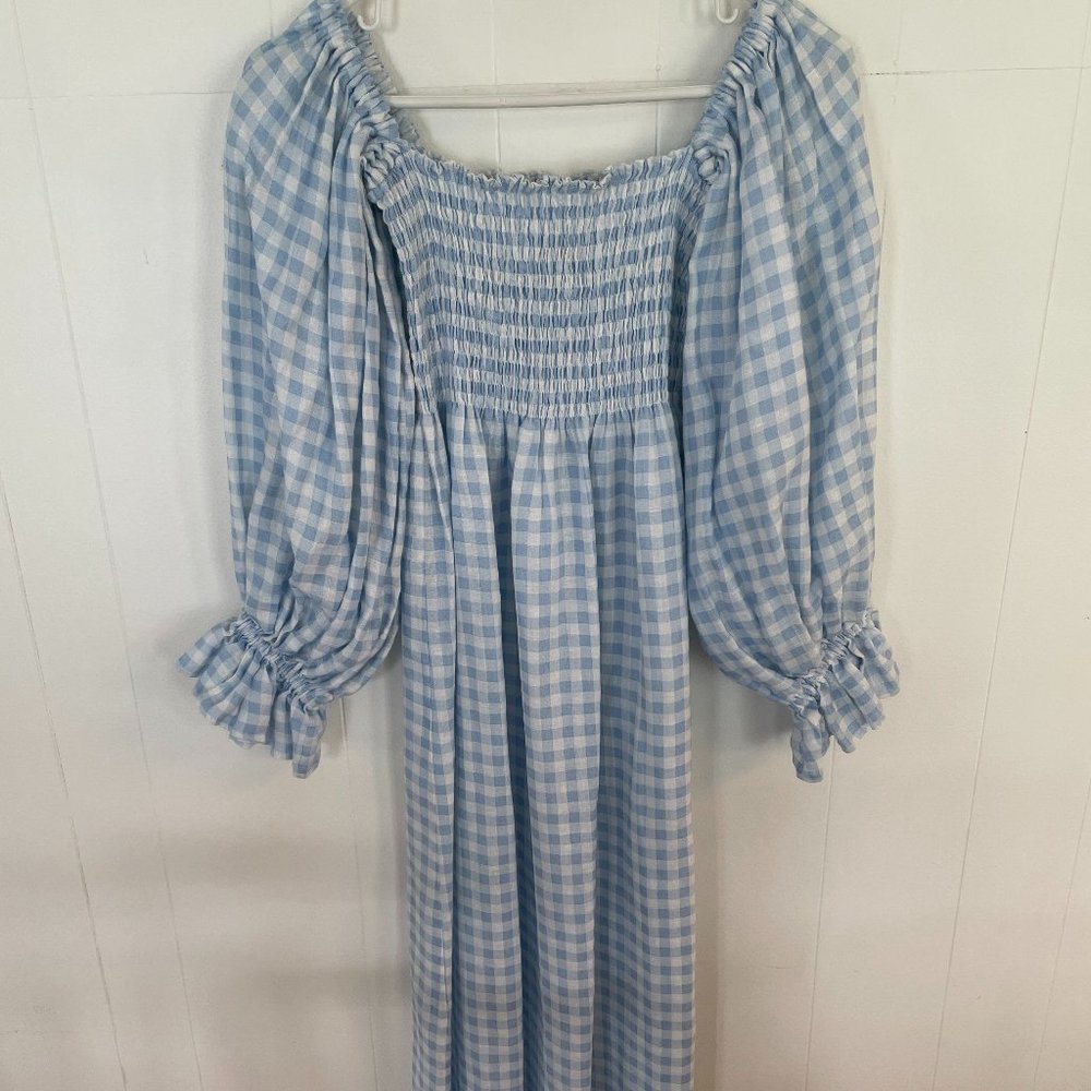 Sleeper Atlanta Dress in Blue Vichy, size Medium